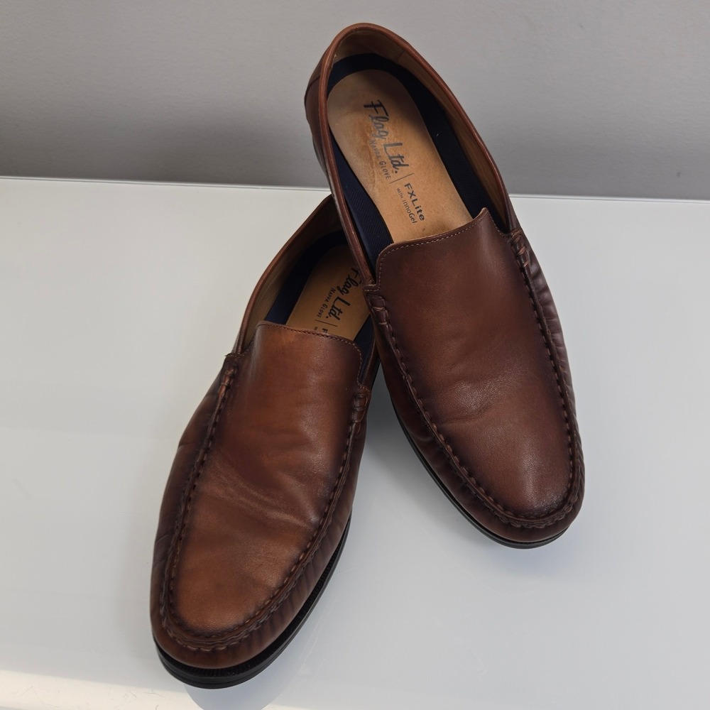Flag LTD Loafers Dress Shoes Men Size 11.5 Brown Nappa Glove Leather FX Lite